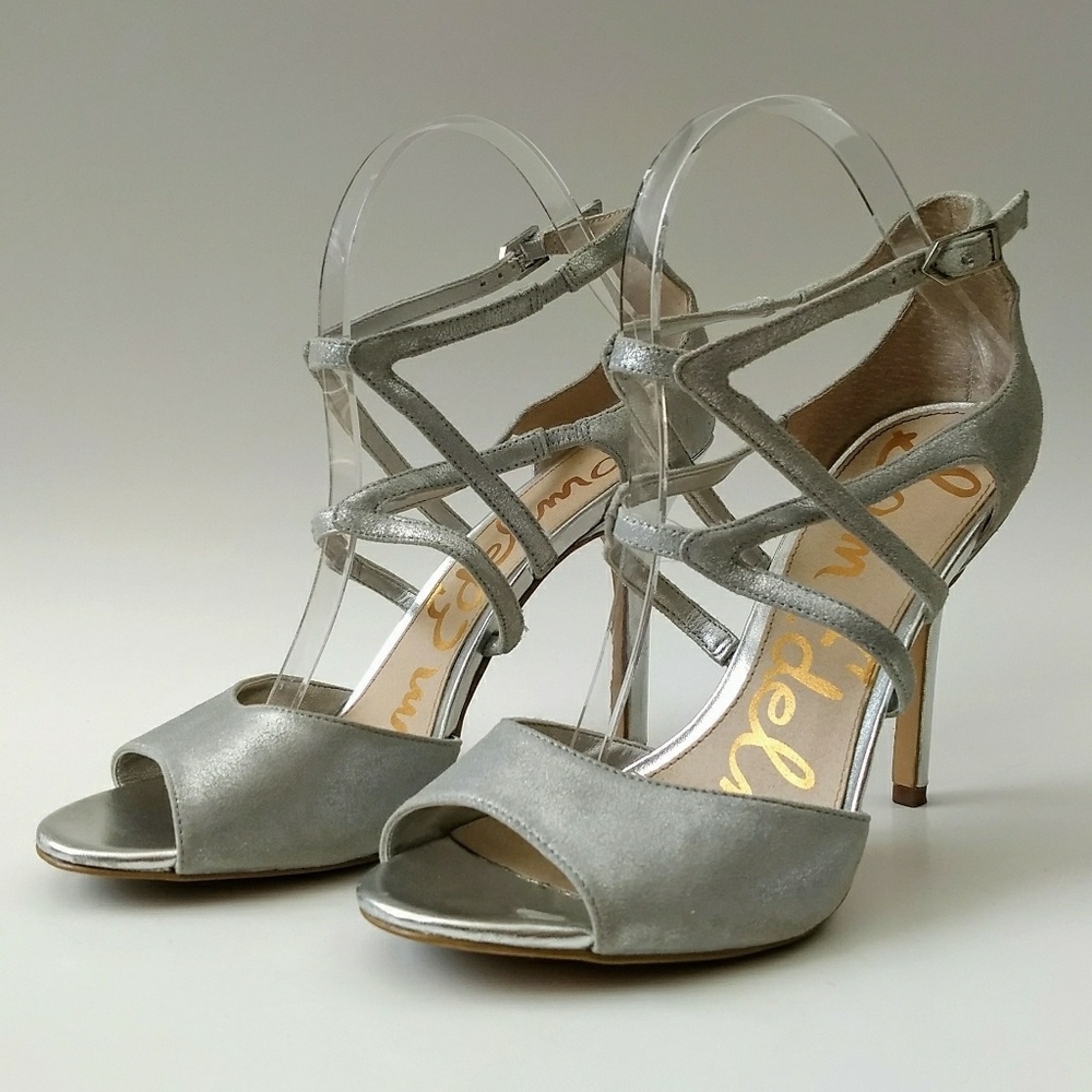 Sam Edelman Aeryn Silver Strappy Pumps 8.5